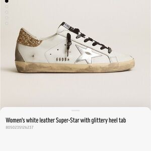 GG Super Star White Leather Sneakers w/ Glitter Heel